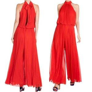 MEGHAN LOS ANGELES Wild Orchid Pleat Jumpsuit in Tomato